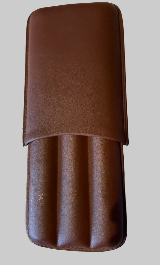 Cigar Case Better Brown Leather 3 count